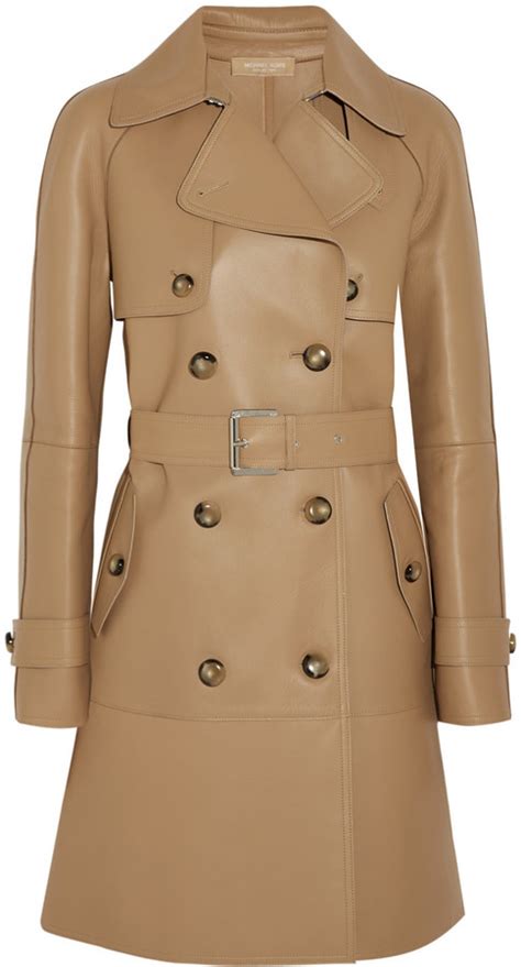 michael kors leather rrench|Bonded Leather Trench Coat .